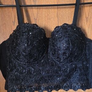 Windsor Black Sequin Lace Bustier